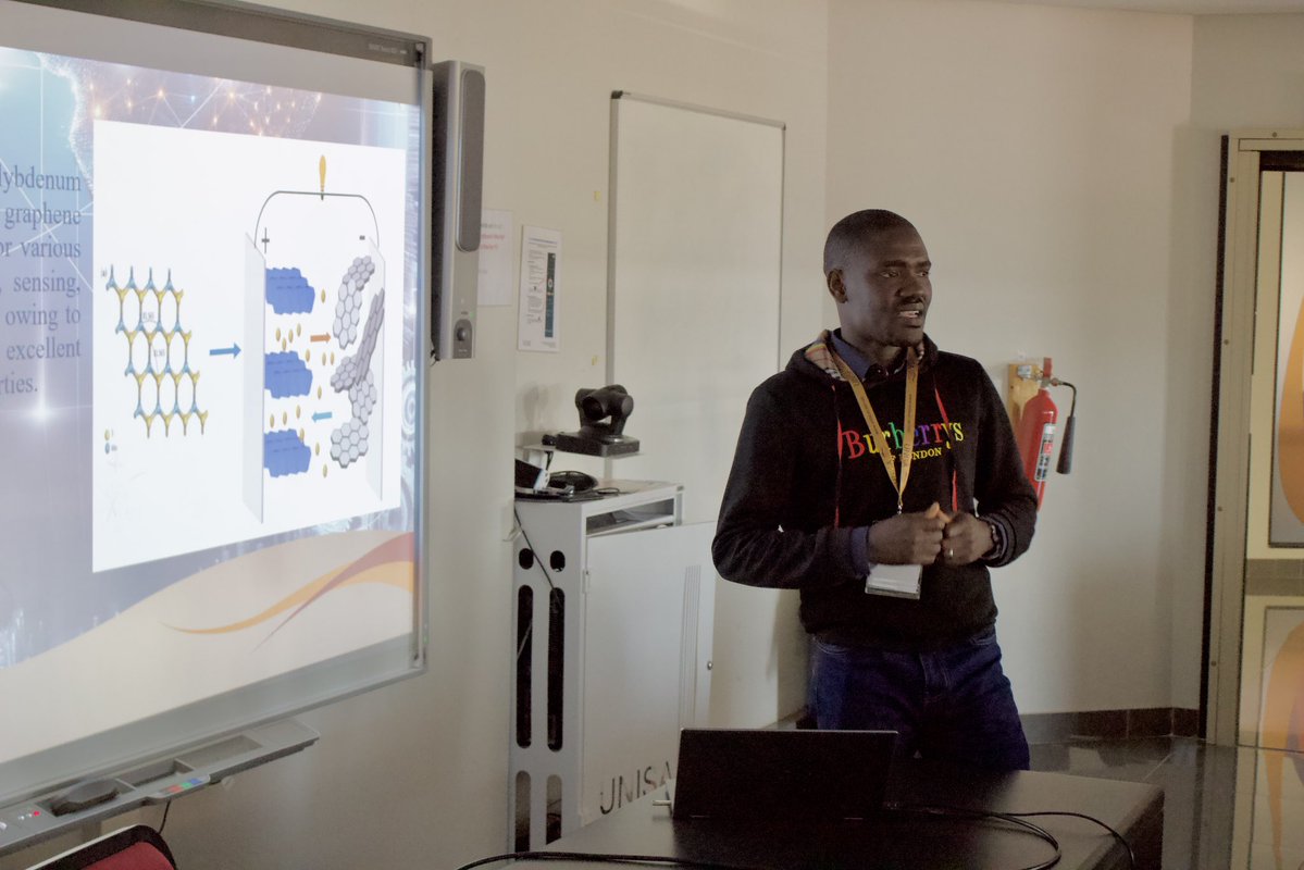UnisaCSET's tweet photo. Currently happening, our Postdoc fellows, Dr McArthur Fundira, Dr Rapelang Motsoeneng, Dr Ismaila T. Bello and Dr Christelle Sekadjie, are presenting their research and innovation work through insightful oral presentations. Their contributions have been highly informative, thought-provoking, and a true reflection of the impactful research taking place within our college.
#UnisaCSET
#UnisaRandIWeek
#Unisa150andBeyond