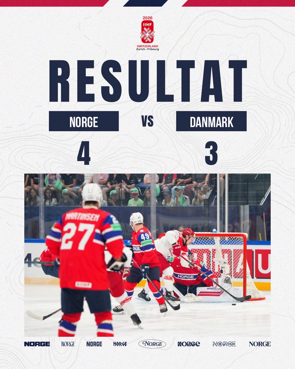 norskishockey's tweet photo. 🇳🇴 Norge vinner til slutt 4–3 etter at Brandsegg-Nygård avgjør etter bare 13 sekunder i overtid! Nå venter vi på oppgjøret mellom Canada og Tsjekkia for å se hvilken plassering det blir. https://t.co/eMGubh6wzR