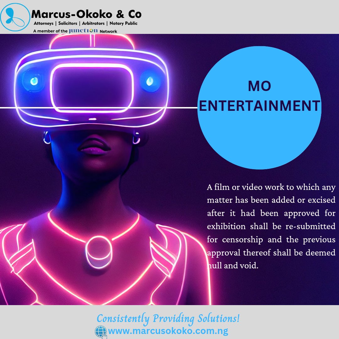 MarcusOkokoLP's tweet photo. A film or video work to which any matter has been added or excised after it had been approved for exhibition shall be re-submitted for censorship and the previous approval thereof shall be deemed null and void.

#MO #Nugget
#entertainment 
#law #cersorship https://t.co/5uyDn3K6Oc