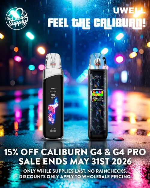 TheCloudSupply's tweet photo. Big Savings on a Fan Favorite!
15% Off Caliburn G4 & G4 Pro Kits until May 31st!
Shop now: https://t.co/PI5VJJxeVz
#VapeDeals #PodSystem #ShopDeals #InventoryBoost #CloudLife #BulkSavings https://t.co/CpZgCIu2iX