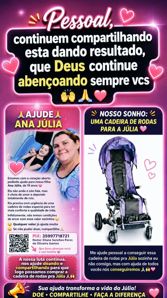 edsbarcelos's tweet photo. Pessoal estou pedindo ajuda pelo pedido da mãe da Ana Júlia,se vcc puder ajudar ajude ela nessa causa.
Se não puder ajudar, ajude a compartilhar. https://t.co/yzcUivy2p4