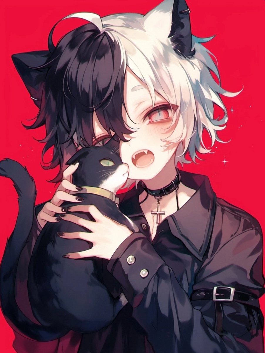 AIイラスト #猫耳少年 #猫耳男子 #吸血鬼 #ドラキュラ #ヴァンパイア (3/3)