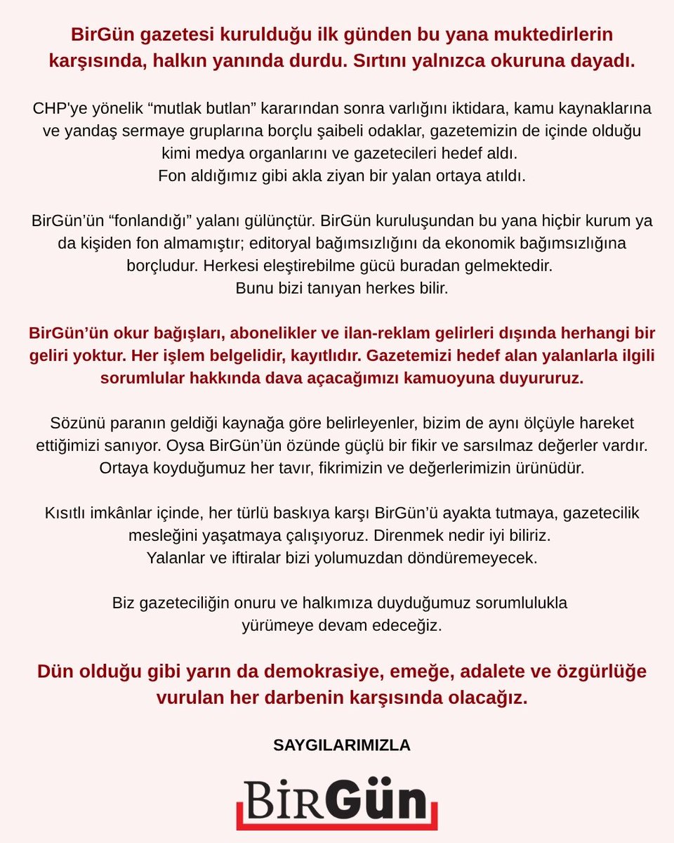 BirGün Gazetesi tweet media