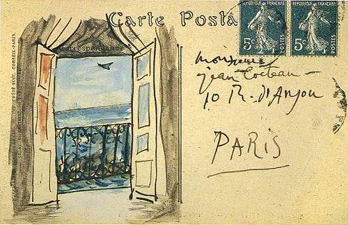 archaeologyart's tweet photo. Pablo Picasso, postcard to Jean Cocteau, 1919 https://t.co/OjFse5lDRY