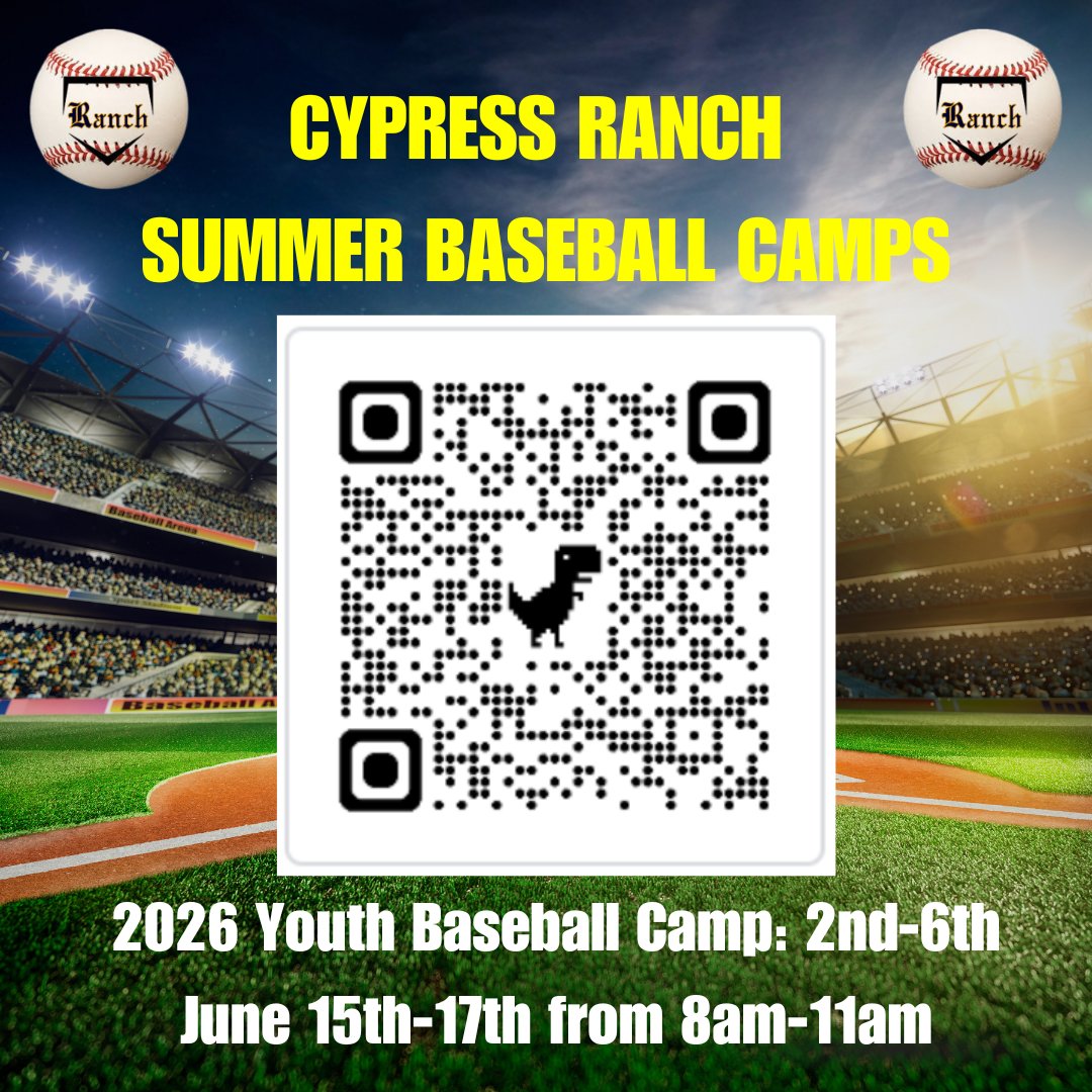 CRanchBaseball's tweet photo. Cypress Ranch Summer Baseball Camp is coming up quick! Sign up before it's too late, last day is May 31st! https://t.co/3XAZsnqG0i