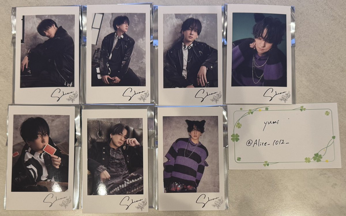 Alice_1012_'s tweet photo. 【交換】志麻 ランダムミニフォトカード チェキ

譲:1枚目
求:2枚目(💕) 各1

💜ワン横浜、夏ツ(兵庫両日、千葉両日、大阪2日目)手渡し  or  郵送

お気軽にお声掛けください！

#志麻グッズ
#志麻グッズ交換 
#浦島坂田船グッズ https://t.co/HCGkmBgcRs