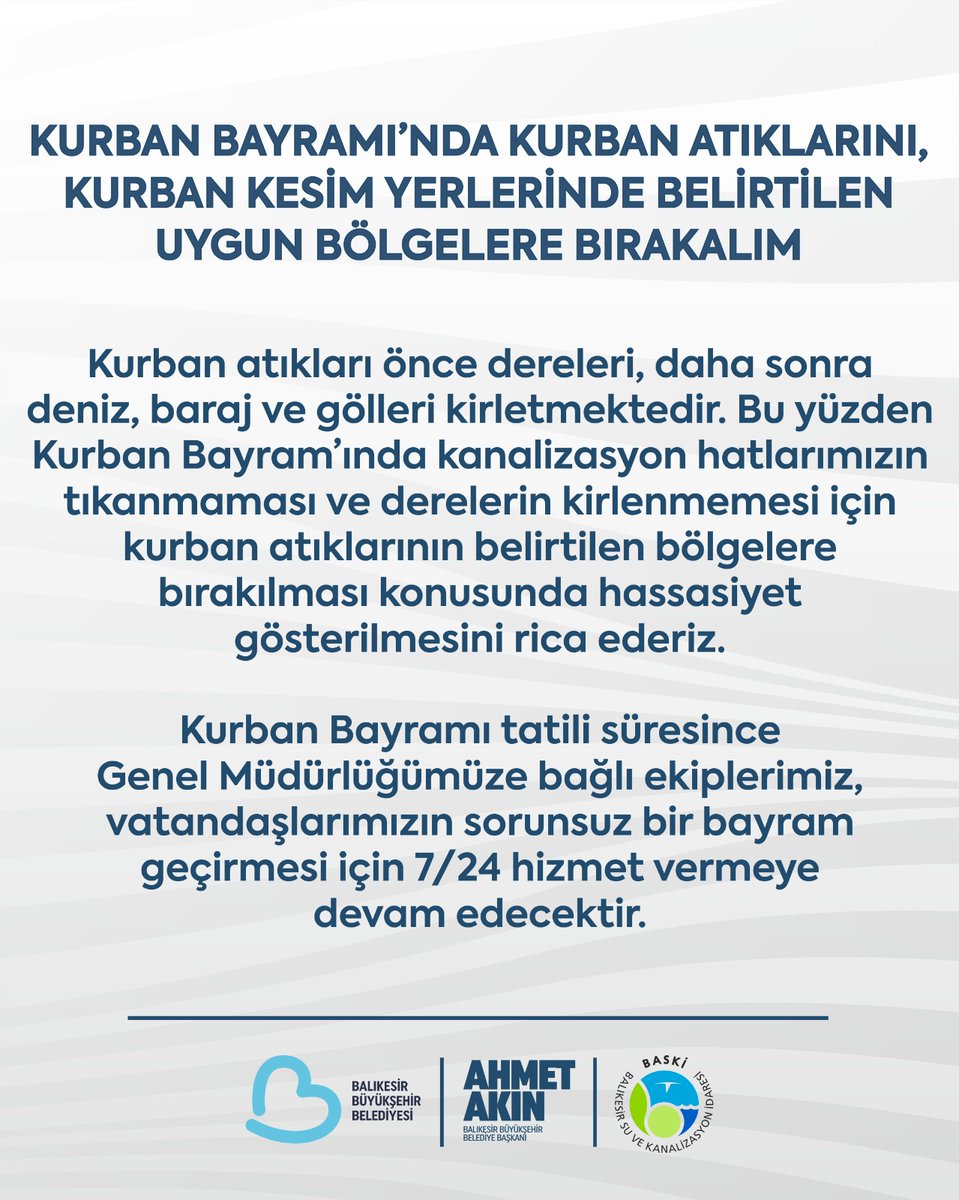 baskiimudurlugu's tweet photo. Kurban Bayramı'nda kurban atıklarını, kurban kesim yerlerinde belirtilen uygun bölgelere bırakalım #baski https://t.co/n9V9Mpbh7l