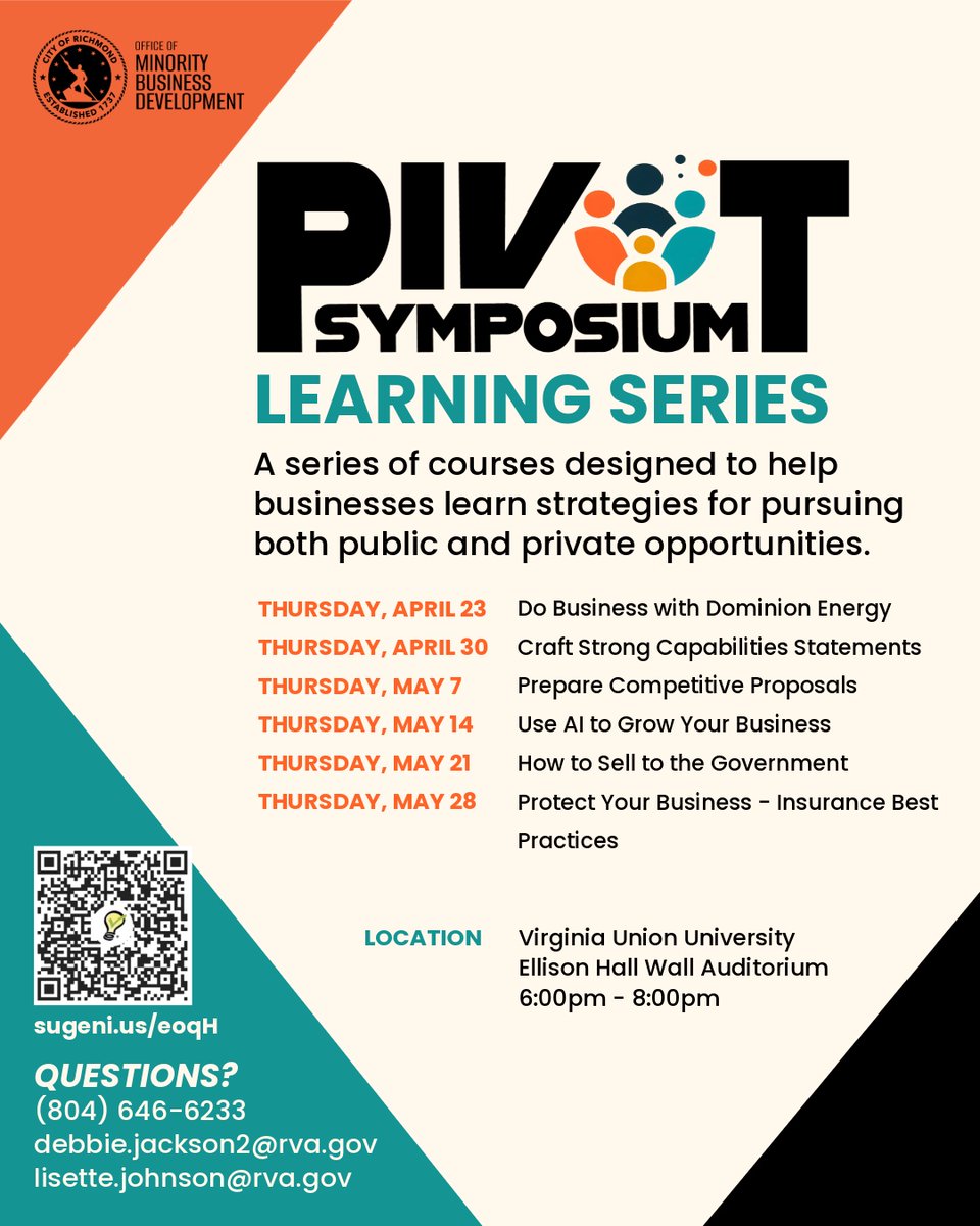 RVA_MBD's tweet photo. PIVOT Symposium Learning Series

Click on link below or Scan QR Code to register now:

https://t.co/eokukccf6Z https://t.co/VhphUipNF0