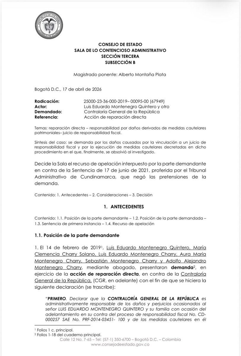 cabogadosa1's tweet photo. 📌 Reparación Directa:
¿La vinculación a un juicio de responsabilidad fiscal y la ejecución de medidas cautelares patrimoniales contra un ciudadano que, finalmente, es exonerado, constituye por sí mismo un daño antijurídico y una falla del servicio indemnizable mediante la acción de reparación directa?

https://t.co/OmBCxbSOm1