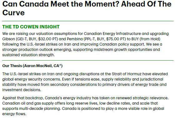 TSXDivStock's tweet photo. TD upgrades $PPL.TO and $GEI.TO, raises valuation multiples for energy infrastructure stocks. (TD had previously downgraded PPL on Feb 17, unfortunate timing 😬) https://t.co/vpalj4eiFH