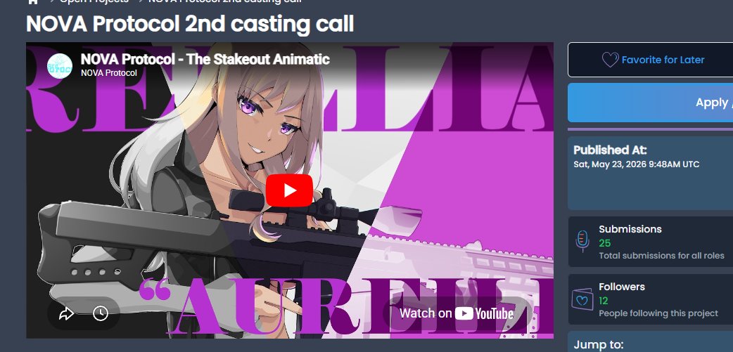 Nova_Protocol__'s tweet photo. Thank you everyone for your interest in NOVA Protocol, in just 3 days we already have more submissions than our first casting call which took months to reach.

we will be reviewing each submission carefuly based on mic quality, tone of voice, ect ect

thank you so much! https://t.co/RhwHIVeszA