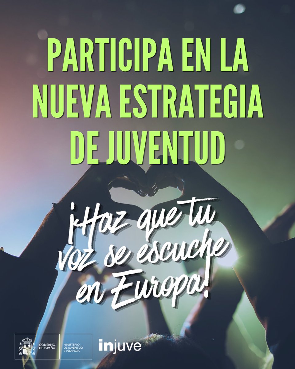 InjuveSpain's tweet photo. ¡Haz que tu voz se escuche en Europa! 🇪🇺

La Comisión Europea ha lanzado una encuesta para darle forma a la próxima Estrategia de la UE para la juventud.

✅  Accede a la encuesta: https://t.co/EyflPjd9yo https://t.co/EJz3hMOmnz
