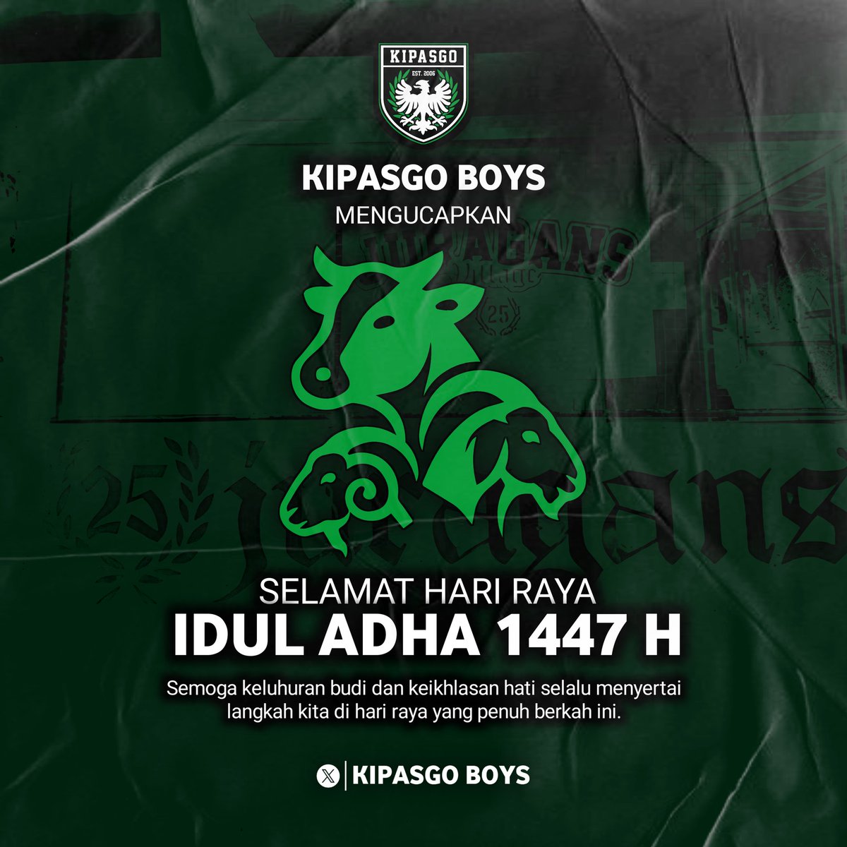 Kipasgo2006's tweet photo. Selamat Idul Adha 1447 H

mari jadikan momen ini untuk meningkatkan ketakwaan dan kepedulian terhadap sesama.

#eidaladha #iduladha #1447h #kipasgoboys https://t.co/DXBzzt0IAH