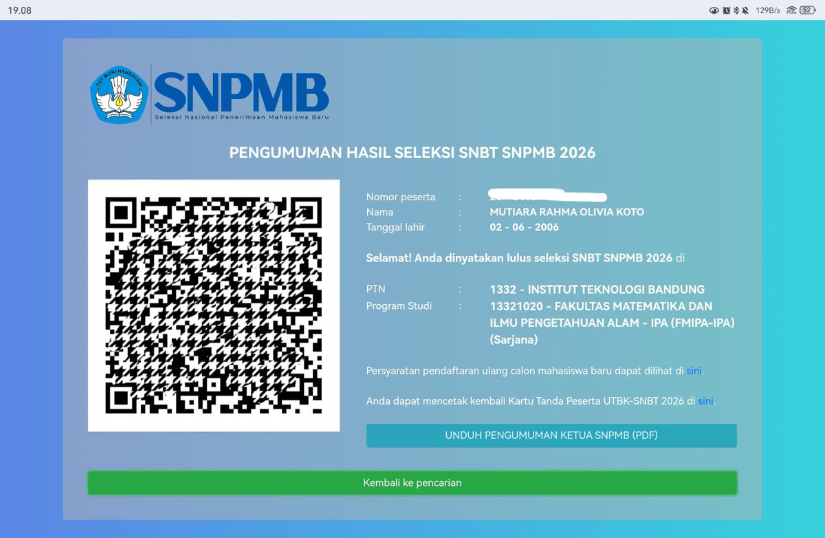livya KETERIMA FMIPA ITB tweet media