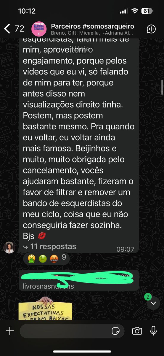 contavini's tweet photo. E a leituras da caah peta NÃO para. Ela bate no peito pra dizer que é homofobia e transfóbica sim. Foi bostejar no grupo de parceiros da arqueiro ainda. (Antes de tirarem ela) https://t.co/Nbdsr6kIJY