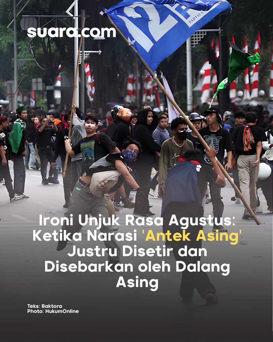 suaradotcom's tweet photo. Maling teriak maling: Benarkah ada dalang internasional yang sengaja menyusupkan narasi "antek asing" dalam aksi massa Agustus 2025 lalu?
Baca selengkapnya: https://t.co/nwZhCFtZa4
#antekasing #unjukrasaagustus2025 #penyusupan #narasi #aktorasing BM https://t.co/oeR5dMOSxr