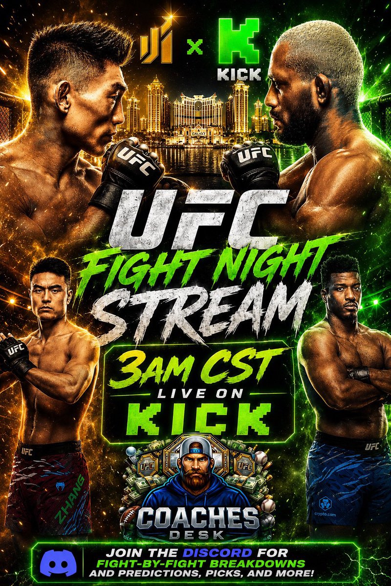 TheCoachesDesk's tweet photo. This Saturday #UFCMacau - Don’t miss out on my UFC stream on Kick! 🥊

⏰ 3am CST
📅 Saturday - 5/30

Follow me on Kick here:  https://t.co/O7yJyOvUPG

All picks here ⤵️⤵️⤵️

📊 Join @LevelsPicks ⬇️
🔥 50% OFF 1st month w/code👇
🖥️ Use promo code: LVL50
🔗 https://t.co/LLJSsOWurI https://t.co/wOXmDd1wH3