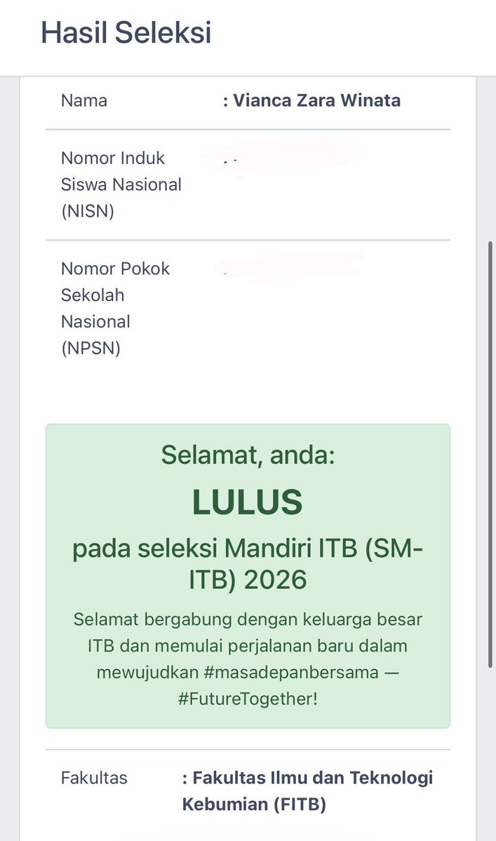 vian²⁶ dapet ITB tweet media