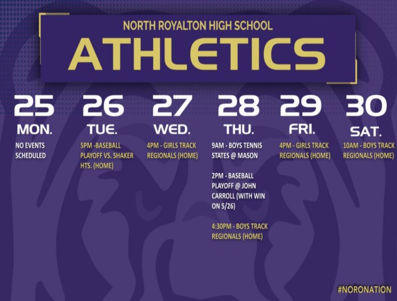norohigh's tweet photo. Week at a Glance | May 25–30
👑 Congrats to 2026 Prom King Steven Willman &amp; Queen Sienna Bokoch plus the entire Prom Court! 
🇺🇸 Mon: No School 
🎶 Vocal/Dance Auditions
🎓 Commencement Friday @ State Theater
⚾ Baseball Playoffs
🎾 Boys Tennis STATE
🏃 Track Regionals
#NoRoNation https://t.co/uj99QFJoAe
