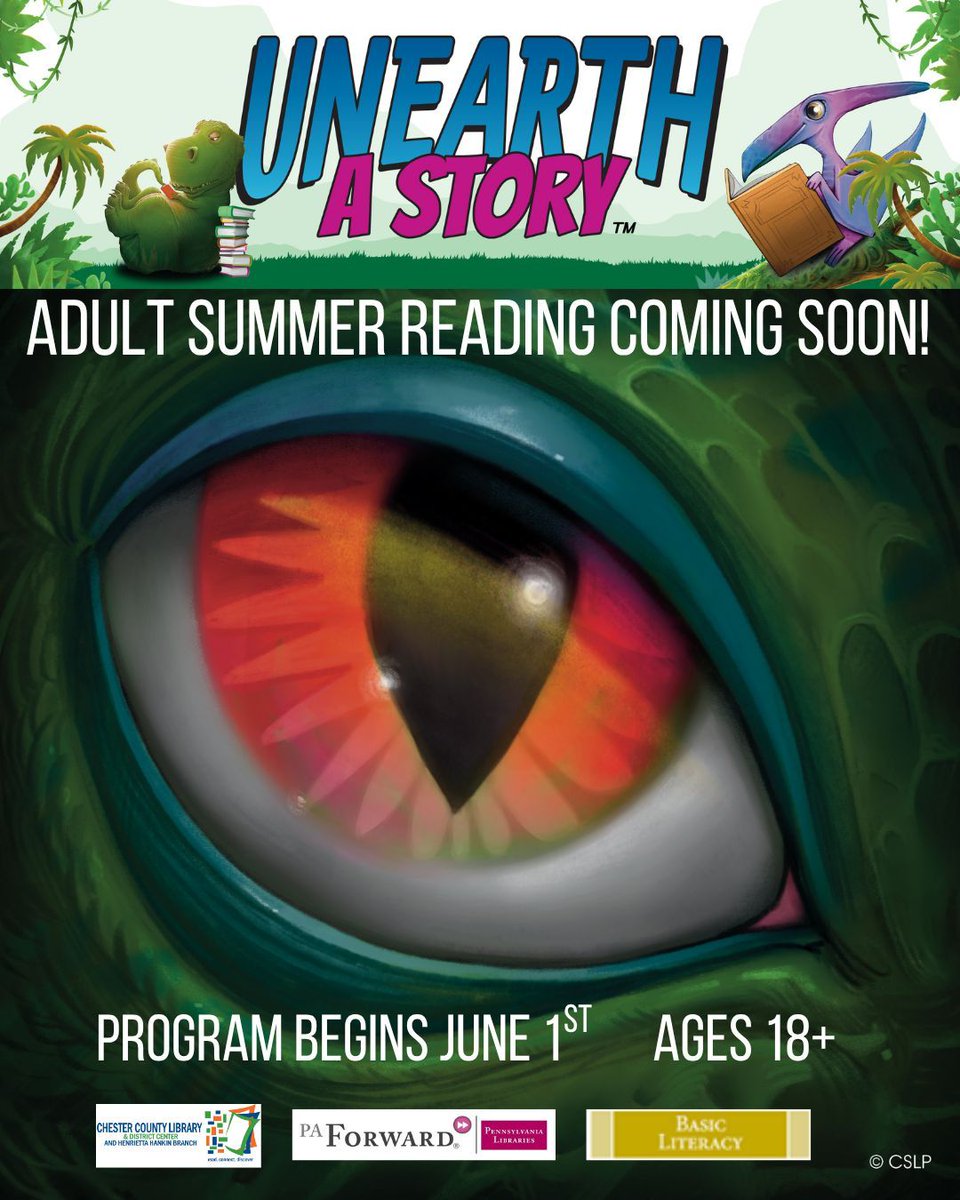 HankinLibrary's tweet photo. Unearth a Story: Adult Summer Reading is COMING SOON! Read and complete activities to win great prizes! Registration begins June 1. Ages 18 and up.
#HankinLibrary #AdultSummerReading #UnearthAStory #librariesforall https://t.co/3vpF3mf3td