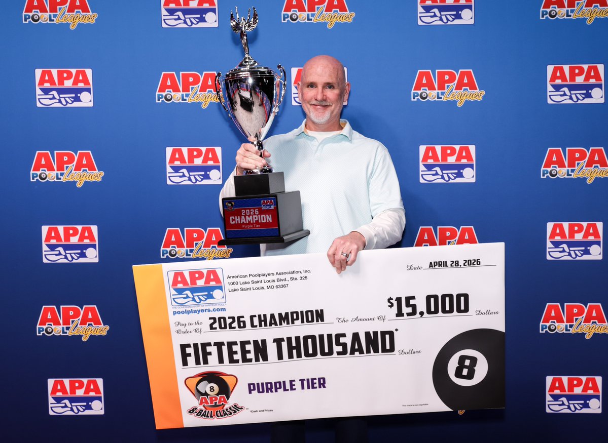 poolplayers's tweet photo. π± βThis is what dedication, preparation and passion look like.β
Shout out to our 8-Ball Classic Purple Tier (SL7) Champion Pat McNally of Olyphant, PA and Runner-Up David Derr III of Bradleyville, MO! π #apapool #billiards #apapoolleague #poolplayer #8ballpool https://t.co/Qr6tUhdsKi
