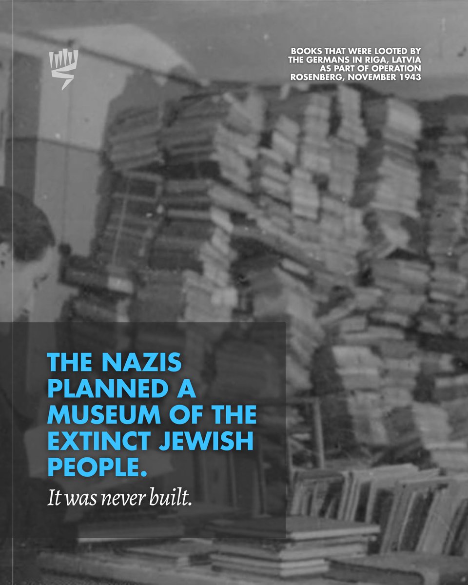 YVUSAFoundation's tweet photo. The Nazis planned to build a museum of the "extinct Jewish people." 

They looted Torah scrolls, manuscripts, and Judaica to exhibit a civilization they intended to erase. 

The museum was never built. The Jewish people were not extinct. 

New from the Yad Vashem blog: https://t.co/b4WBcxVAOy