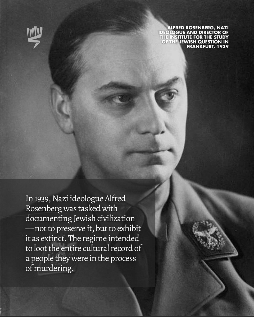 YVUSAFoundation's tweet photo. The Nazis planned to build a museum of the "extinct Jewish people." 

They looted Torah scrolls, manuscripts, and Judaica to exhibit a civilization they intended to erase. 

The museum was never built. The Jewish people were not extinct. 

New from the Yad Vashem blog: https://t.co/b4WBcxVAOy