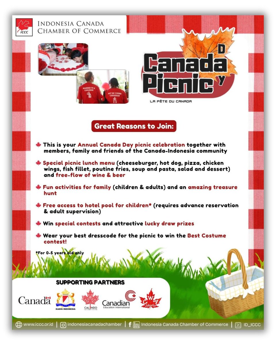 ID_ICCC's tweet photo. Don’t Miss the Canada Day Picnic | La fête du Canada (06.06.2026)

Happy Canada Day, Friends of Canada!🍁

Don't go on your summer holiday without first celebrating Canada Day with us. https://t.co/Ey33pMmWOB
