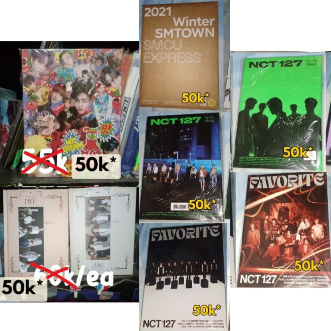 jjsstep's tweet photo. Wts album only
Update terbaru yang masih avail. 
Bisa 🍊
No packing❌
Price tertera
Yg ada * nya itu include printilan
📍Surabaya

Nct 127 Dream SMCU Got7 Red velvet Itzy Jaehyun https://t.co/fFKAIGnWOz