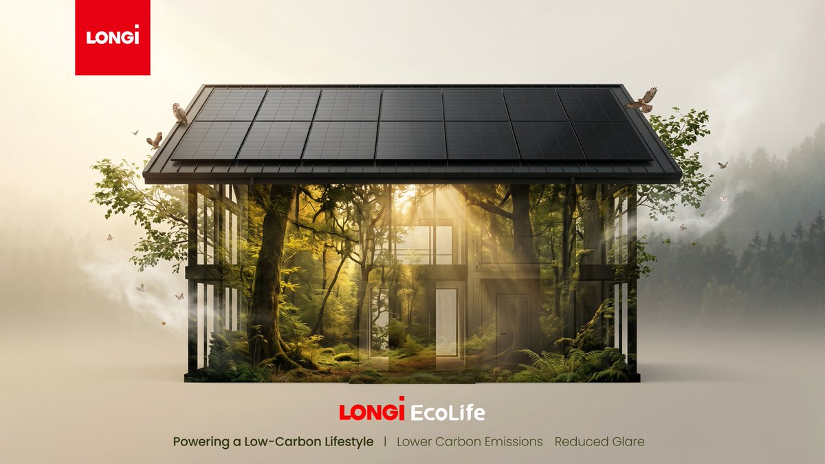 longi_solar's tweet photo. What if you could bring the forest home? 🌲
LONGi EcoLife turns your roof into a clean energy powerhouse that protects the planet:
🌍 Cuts 2,608kg CO₂ (≈128 trees)
🖤 Anti-glare matte design
♻ 100% recyclable & safe
Live sustainably, compromise-free. 💎
#LONGi #EcoLife https://t.co/ArnuLGTulV