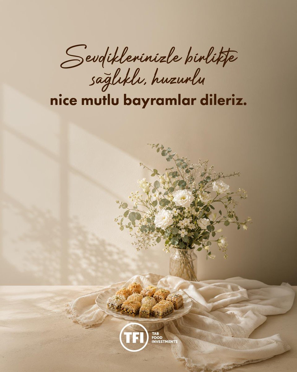TabFoods's tweet photo. Paylaşma ve dayanışma kültürünün en güzel örneklerinden biri olan Kurban Bayramı’nın herkese sağlık, huzur ve mutluluk getirmesini dileriz.

We hope that Eid al-Adha, one of the finest examples of a culture of sharing and solidarity, brings health, peace, and happiness to everyone. #tabfoodinvestments