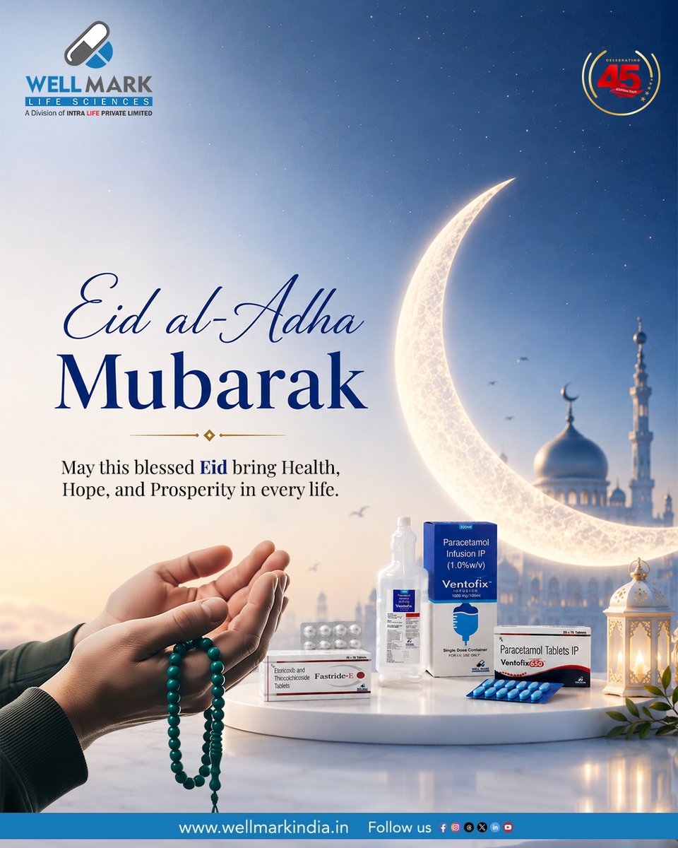 wellmarkindia's tweet photo. May this Eid al-Adha bring peace, happiness, and good health to you and your loved ones. 🌙✨
Wishing everyone a joyful celebration filled with hope, prosperity, and togetherness.

#eidaladha #eidmubarak #wellmark #healthandwellness #pharma #pcdpharma #peaceandprosperity https://t.co/zq9v6WJwDg