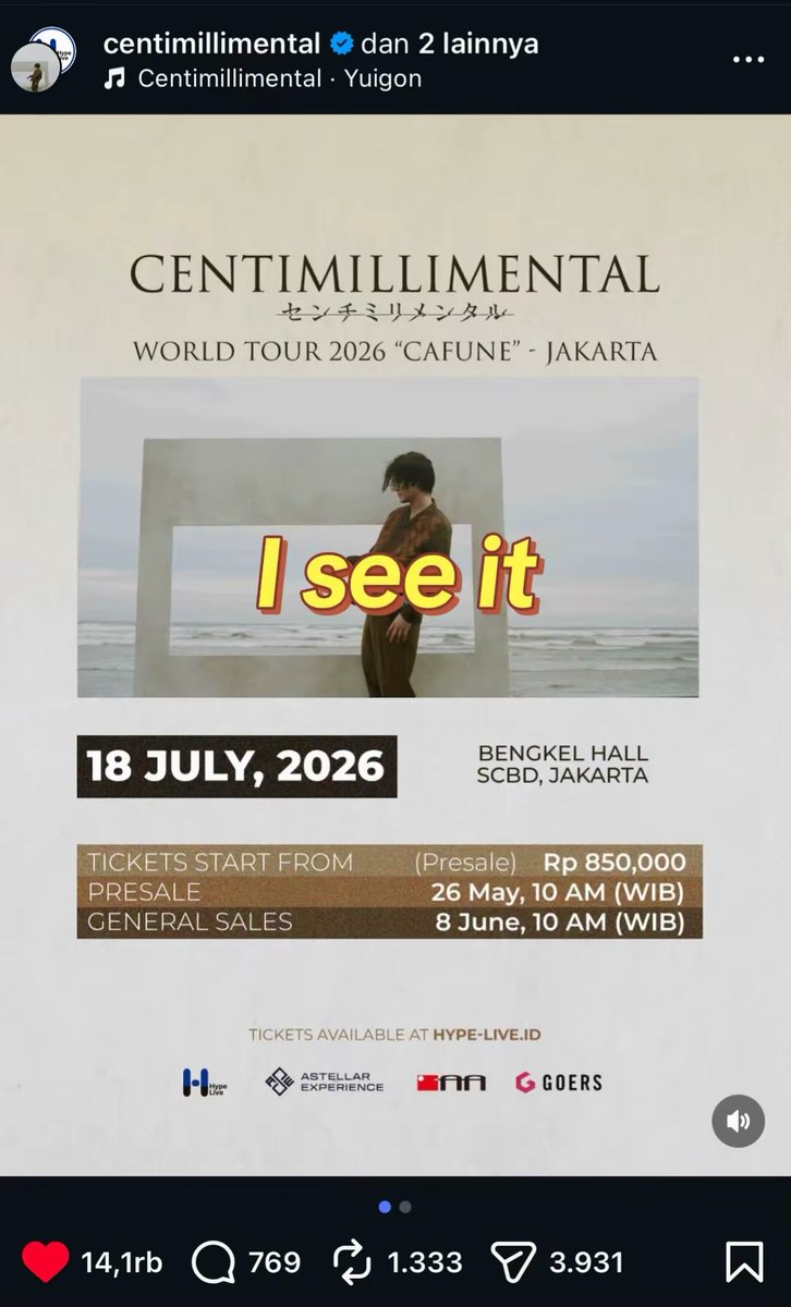 ariuchan_'s tweet photo. see youu guys✨ gak sabar menggalau bareng centimillimental huaaaa! 

 #CENTIMILLIMENTALInJakarta https://t.co/GqToewIDiN