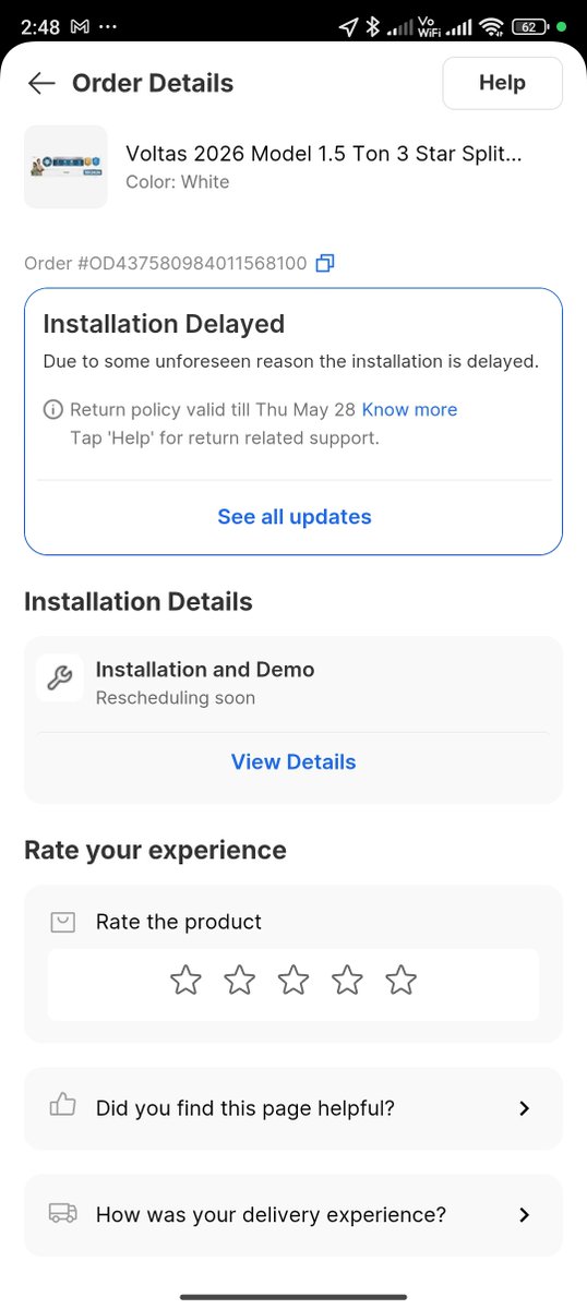 Manikanta9050's tweet photo. Absolutely terrible post-purchase experience with @Flipkart @FlipkartSupport. Bought an AC,order id - OD437580984011568100,  but the installation service has been a total nightmare. Zero coordination, endless delays, and no proper response from customer support. Resolve this ASAP! 😡❌
#Flipkart #BadService #CustomerPlight