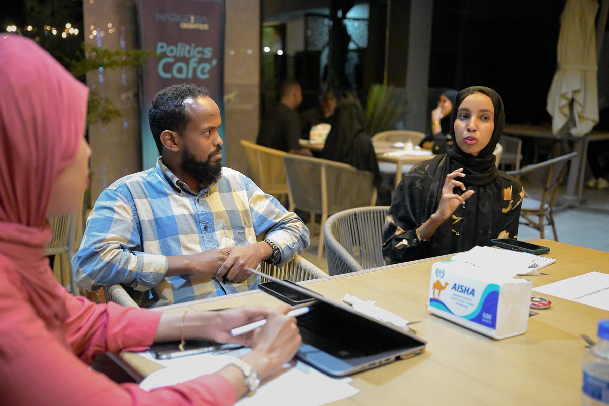 HargeisaDebates's tweet photo. Last evening, we hosted the very first session of our new series: Politics Café ☕️

Dialogue, Debate & Democracy — a space that brings especially young people together in tea houses for open and casual conversations about politics, ideas, democracy, and the future of our society.

With Politics Café, we aim to encourage youth participation and create relaxed spaces where people can exchange perspectives and have casual conversations about important social and political topics.

This was our first session, and we look forward to organizing many more across Hargeisa in different cafés and community spaces.

A special thanks to Café Laasgeel for hosting and sponsoring our very first session and for supporting meaningful community conversations.