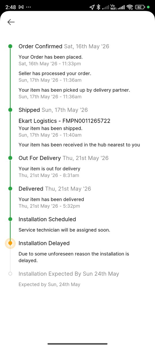 Manikanta9050's tweet photo. Hey @FlipkartSupport @Flipkart, how long am I supposed to wait to get my AC installed? Shocking lack of accountability and worst customer service. Please check your DMs or escalate this immediately! 🚫📦Orderd id - OD437580984011568100 when i purchased this and delivered to me and today what is the date till now no one can take responsibility
