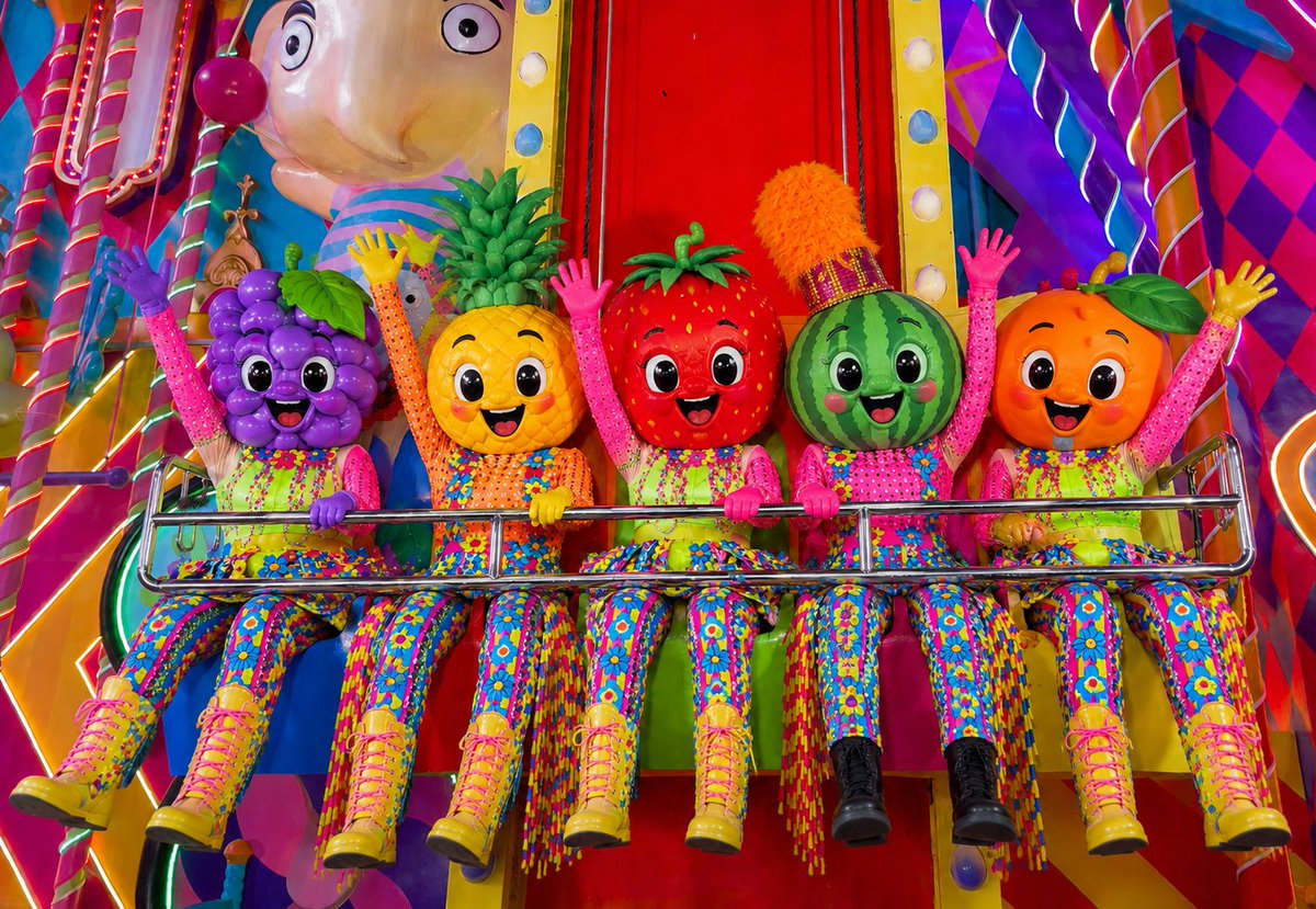 CarnivalMagicTH's tweet photo. 🍓🍍🍇🍑 Fruit gang night out at Carnival Magic ✨
So many fun things to do, lots of lights, lots of photos, and good vibes all night 🎡🌈 If you’re in Phuket, you should definitely check this place out 💖

#carnivalmagic #carnivalmagicphuket #carnival #phuket #thailand #show #themepark #parade #travel #carnaval #thegreatestthemepark #thingstodoinphuket #MagicalMoments #AmazingThailand #AIArt #AIGenerated #AICharacter #AIMascot #AIFruit #PixarStyle #3DArt #CuteCharacters #CuteArt #FruitMascot #MagicalVibes #viral #trending #fyp