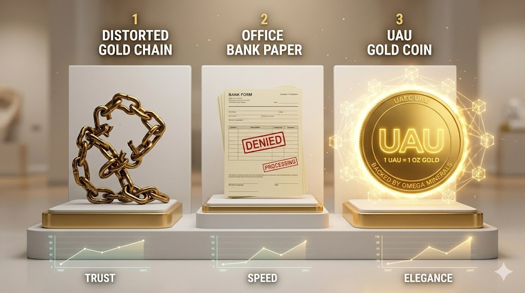 uaugold's tweet photo. Traditional jewelry: high premium, hard to sell. Paper gold: no physical delivery. UAU: 24/7 trading, low entry from a coffee’s cost, redeemable for real gold, plus staking rewards from mining output. RWA fixes every pain point of gold. #GoldToken #RWA #UAU #SmartInvestment https://t.co/YhNK7qx1EJ