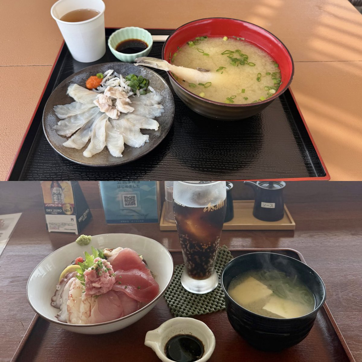 atu0624's tweet photo. 山口グルメは瓦の上で焼かれた茶そばが美味しかったので行って損は無かった！後はほぼ海鮮尽くし🦞
#山口グルメ  #いくらとかめ　#フグ刺身
#唐戸レモンスカッシュ　#瓦そば https://t.co/YlWTKaWnTF