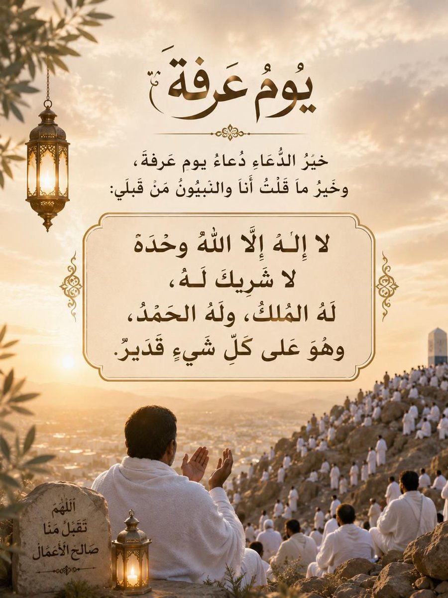 1392Shami's tweet photo. #خير_الدعاء_دعاء_يوم_عرفه
اللهم لاتطوي صفحة يوم عرفة الا وقد
سترت عوراتنا،ومحوت سيئاتنا،وقبلت توبتنا،واستجبت دعواتنا،وأصلحت أحوالنا،وغفرت لموتانا،وشفيت مرضانا https://t.co/iP567I6rFl