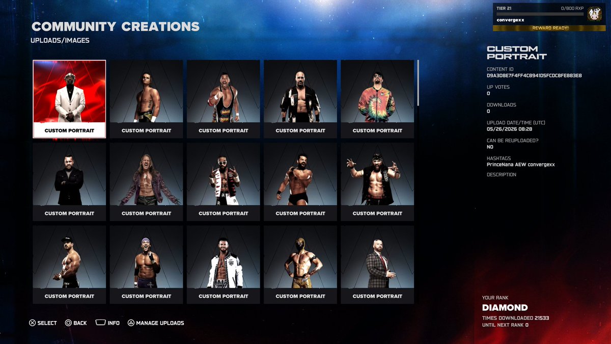 convergexx's tweet photo. Spent my night reuploading the 80 renders that were deleted from CC so everything should be back up. 

170+ renders across 3 accounts on #WWE2K26 

Thanks for nothing @WWEgames https://t.co/smz58TB3jE
