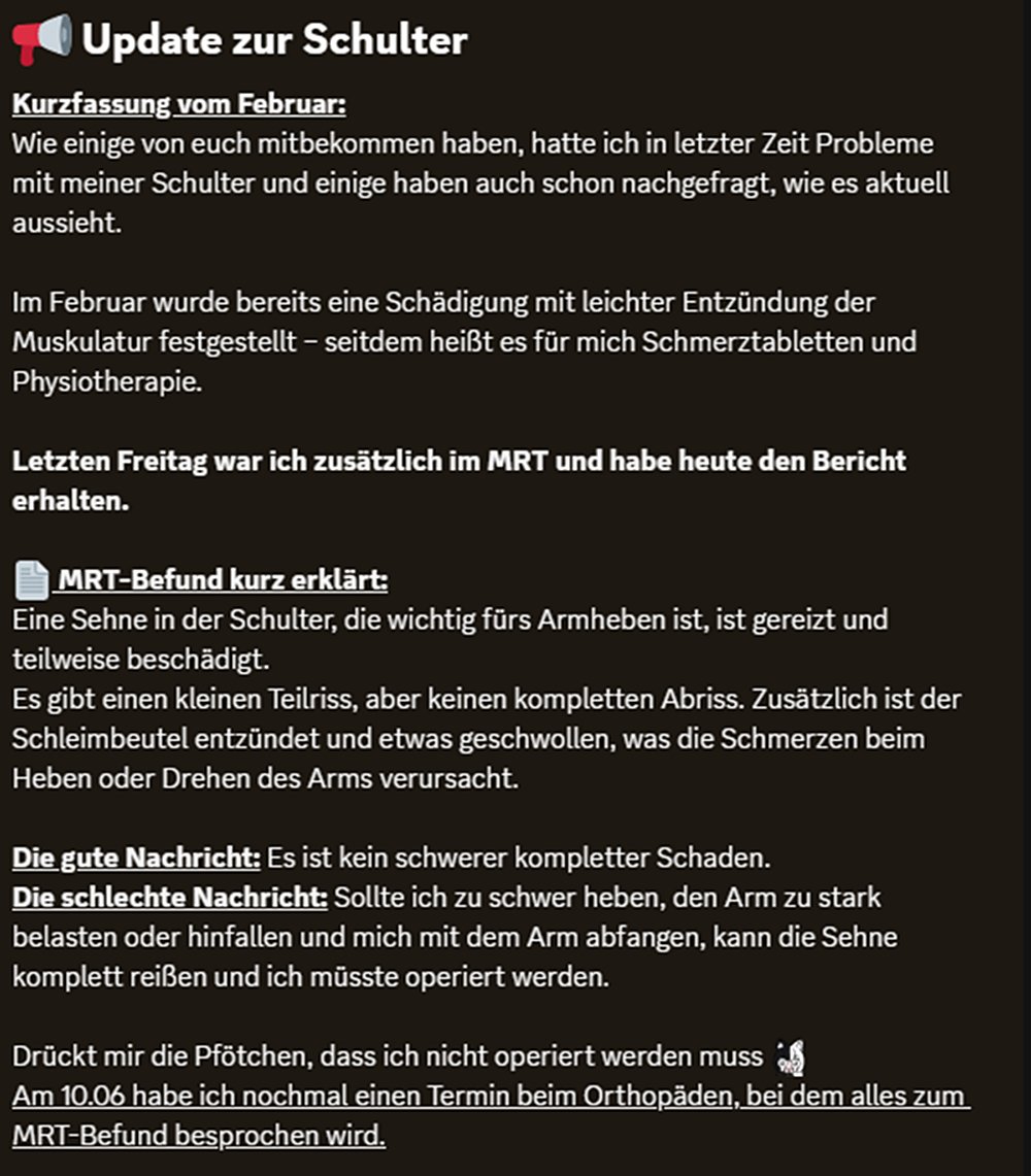 xTeiraVT's tweet photo. Endlich weiß ich warum ich seit Dezember letzten Jahres Schmerzen in der Schulter habe! https://t.co/hPGvdQLa45