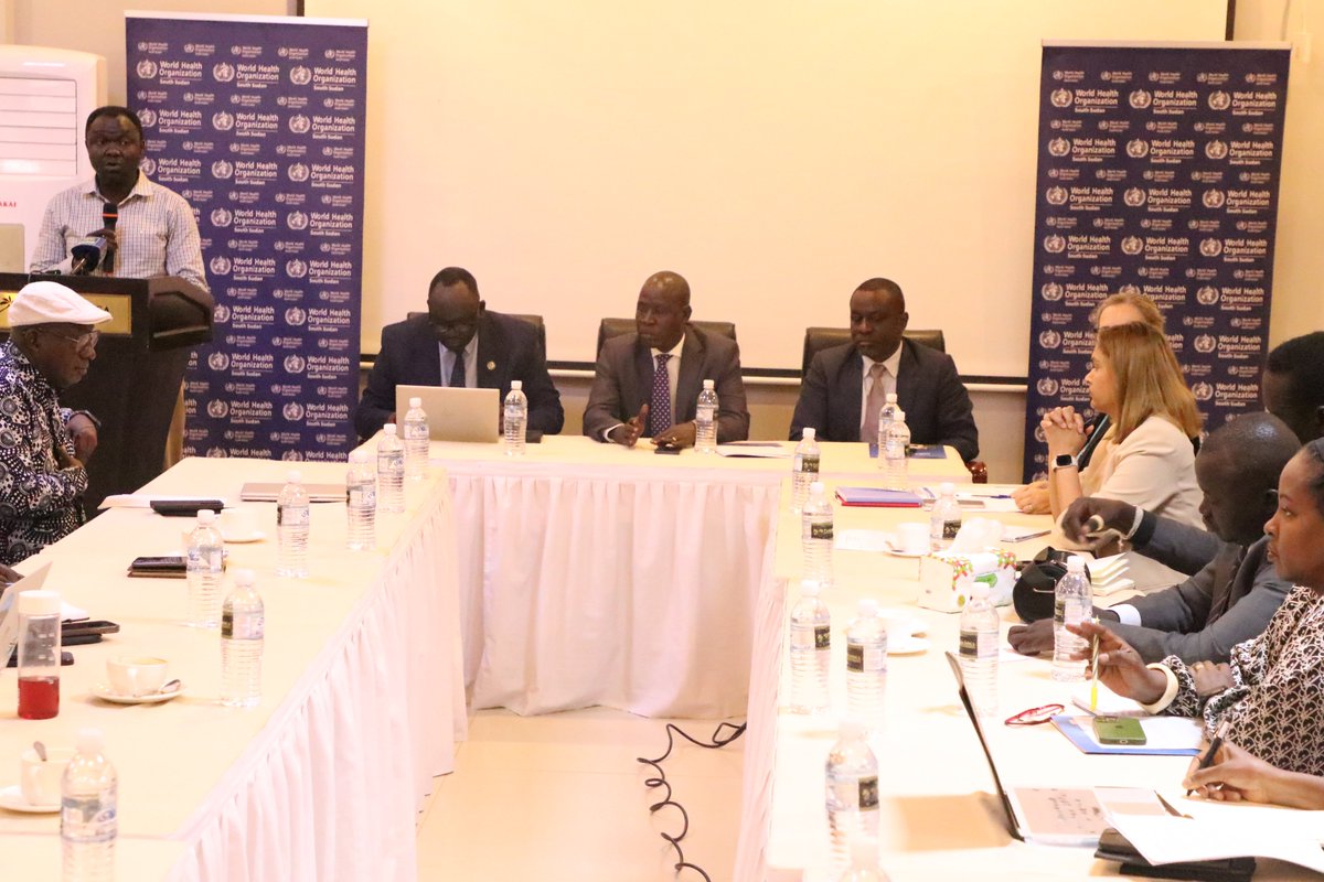 WHOSouthSudan's tweet photo. South Sudan strengthens Ebola preparedness.

Today Hon. Luka Thompson Thoan, Minister of Health, with support from @WHO, convened partners to review the evolving situation in DRC and Uganda and align support to close critical preparedness gaps. https://t.co/YRlw1aSShH