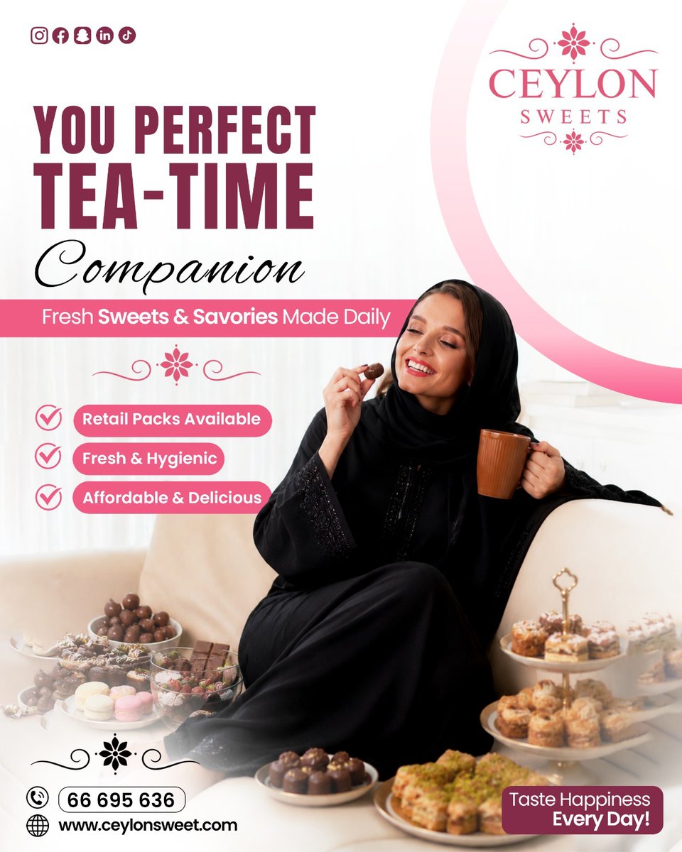 SweetsCeylon's tweet photo. Make every tea-time special with Ceylon Sweets!!
Freshly prepared sweets &amp; savouries made daily with pure ingredients and hygienic standards. Perfect for sharing happiness with family and friends.
 .
 contact to : +974 66 695 636
 website : https://t.co/7f7kAzsLIz https://t.co/3bl9fE31rk