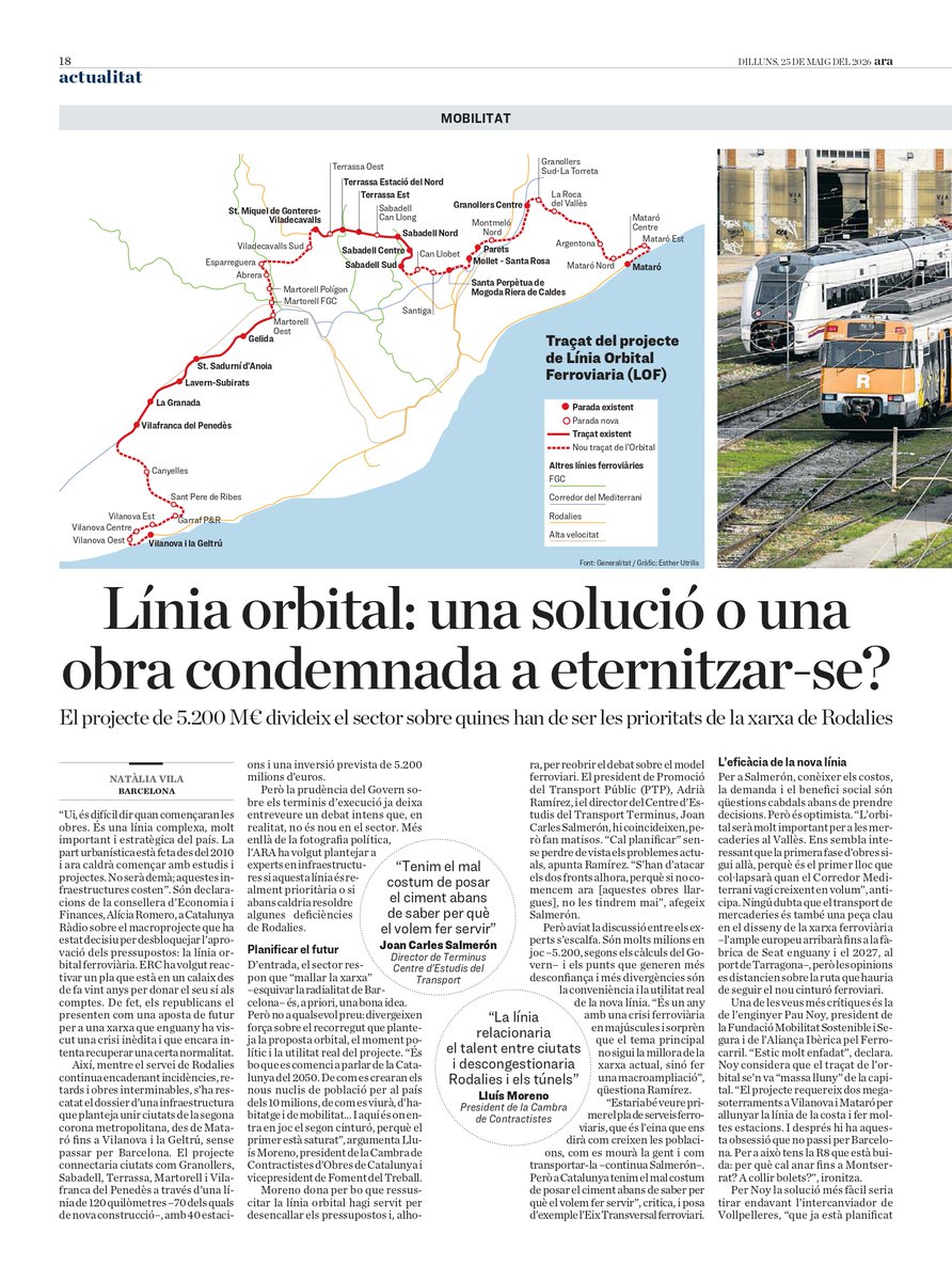 JoanCSalmeron's tweet photo. Per saber més de la línia orbital
Necessitem el Pla de Serveis Ferroviaris, per què "Tenim la mala costum de posar el ciment abans de saber per què el volem fer servir".
📍Excel·lent article de @Nat_Vila, amb declaracions com @TerminusCET, al @diariARA.
👉🏼 https://t.co/P8C4K1wMcU https://t.co/3obpbg3b2f