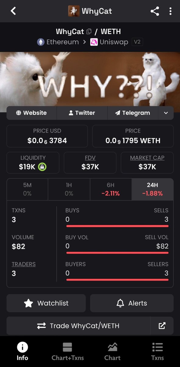 opera_wall06's tweet photo. Why the "FOMO? Why? WhyCat 🤷" 

🧵 Thread 1/4: If you faded every cat coin this year, don't fade $WHYCAT. 🐈‍⬛
Shilled by Binance (https://t.co/aWWr6au35T) and sitting at an absurdly low $38k MktCap. 734 holders are already in.
CA: 0x2E16C912164B74830Be850cce9AF856797D21237 🚀👀 https://t.co/AFAiaejtoO