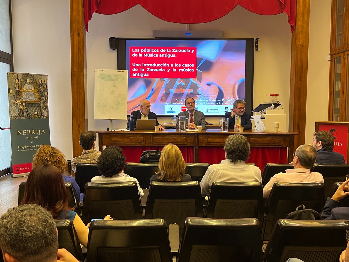 Nebrija's tweet photo. Esta mañana celebramos el seminario "Los públicos de la música culta en el siglo XXI" sobre los retos actuales en el desarrollo de audiencias en la música culta. Intervienen @rubioarostegui y Álvaro Bustinduy de Nebrija y @altorrente del @ICCMU. https://t.co/q9HBgSrUMq