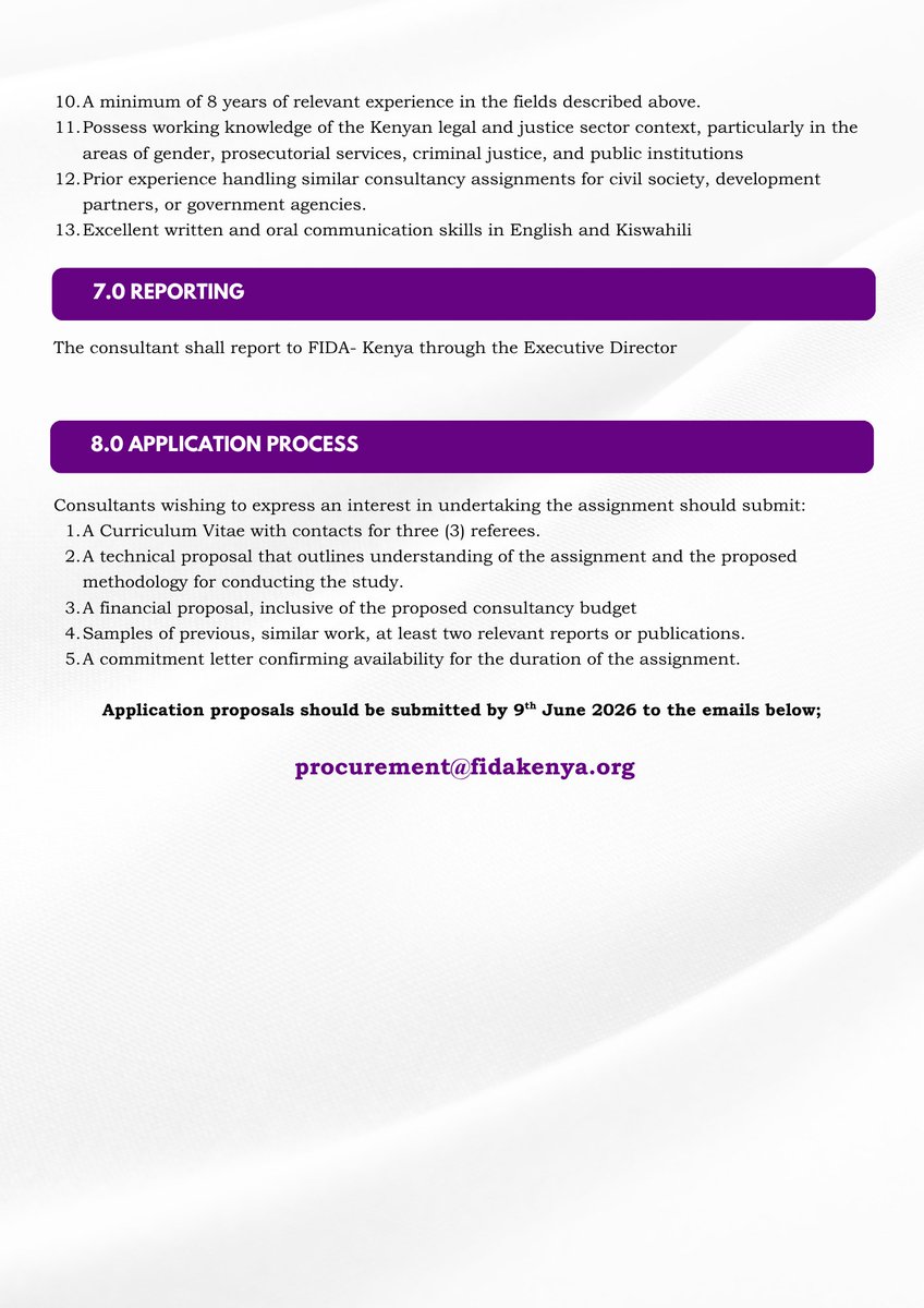 fidakenya's tweet photo. OPPORTUNITY:  FIDA-Kenya is looking for a Consultant to conduct a gender audit and institutional assessment of the office of the Director of Public Prosecutions (ODPP) in Kenya.
LINK: https://t.co/BO7LMVvokC https://t.co/q0lDj9MSwx