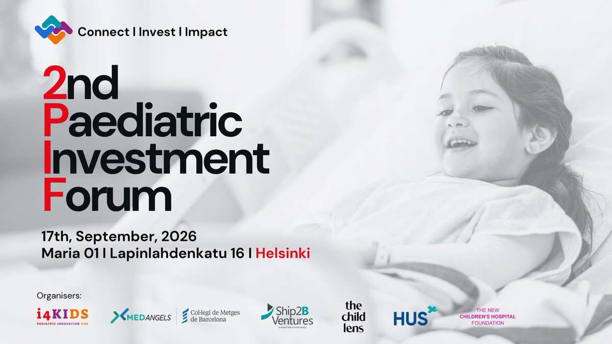 EBAN_org's tweet photo. 🚀 Excited to announce the 2nd Paediatric Investment Forum #PIF2026 in Helsinki on 17 Sept 2026!

Bringing together startups, investors &amp; innovation leaders in paediatric and maternal health

Startups seeking pre-seed/seed funding can apply by June 1 👉 https://t.co/dWsGZkpT0q https://t.co/FkIPa7QSuN