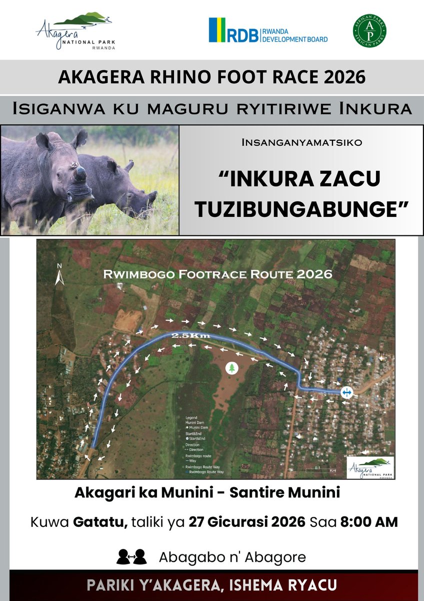rwimbogo_secto's tweet photo. Isiganwa ry'amaguru ryitiriwe Inkura (Rhino Foot Race) hishimirwa igaruka ry'inkura mu @AkageraPark ryongeye ryaje aho rizaba ku munsi w'ejo. Iri siganwa rizaba rifite Insanganyamatsiko igira iti "Inkura zacu tuzibungabunge". https://t.co/3lPD01JYkE